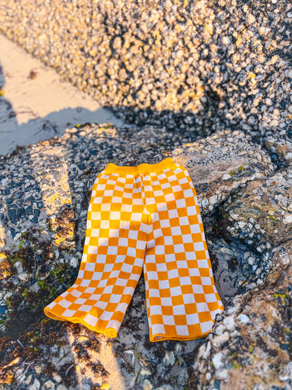 Checkered Knit Pants - Sunset Yellow