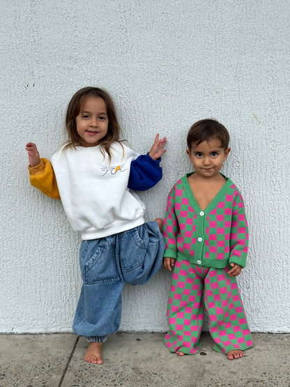 Checkered Knit Pants - Watermelon