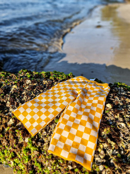 Checkered Knit Pants - Sunset Yellow